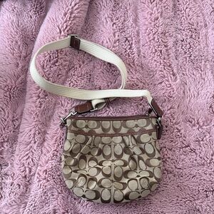 VINTAGE Coach Signature Beige and Brown Crossbody Bag